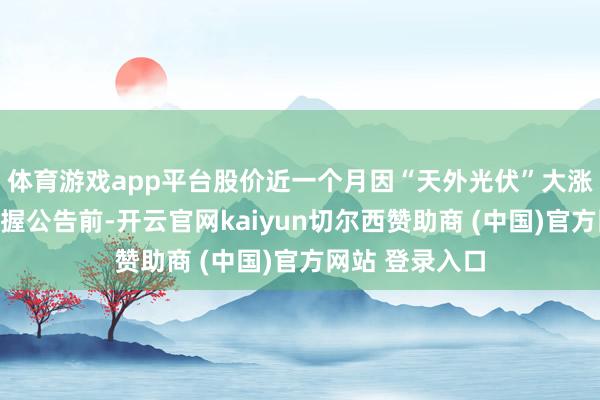 体育游戏app平台股价近一个月因“天外光伏”大涨在今晚发布减握公告前-开云官网kaiyun切尔西赞助商 (中国)官方网站 登录入口